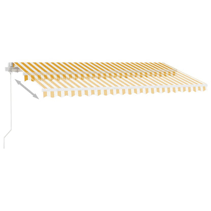 Toldo retrátil manual com LED 400x300 cm amarelo e branco