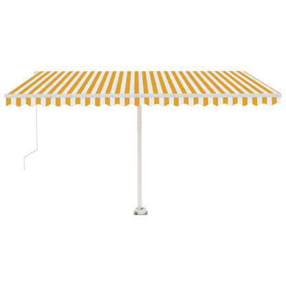 Toldo retrátil manual com LED 400x300 cm amarelo e branco