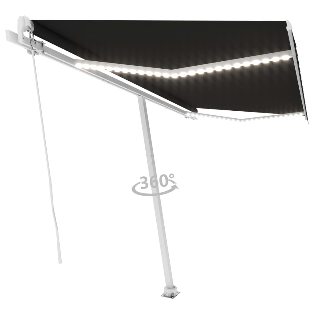 Toldo retrátil manual com LED 400x300 cm antracite