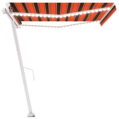 Toldo retrátil manual com LED 400x300 cm laranja e castanho