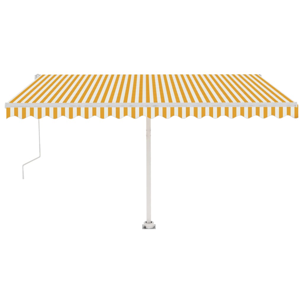 Toldo autom. LED e sensor de vento 400x300 cm amarelo/branco