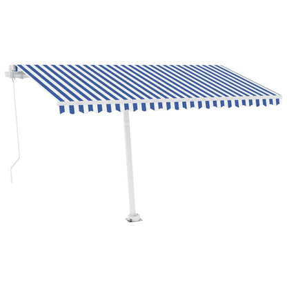 Toldo retrátil manual independente 450x300 cm azul e branco