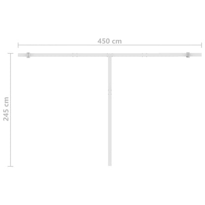 Toldo retrátil manual com LED 450x300 cm azul e branco