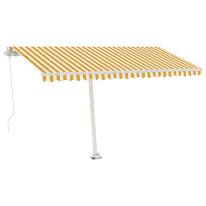 Toldo retrátil manual com LED 450x300 cm amarelo e branco