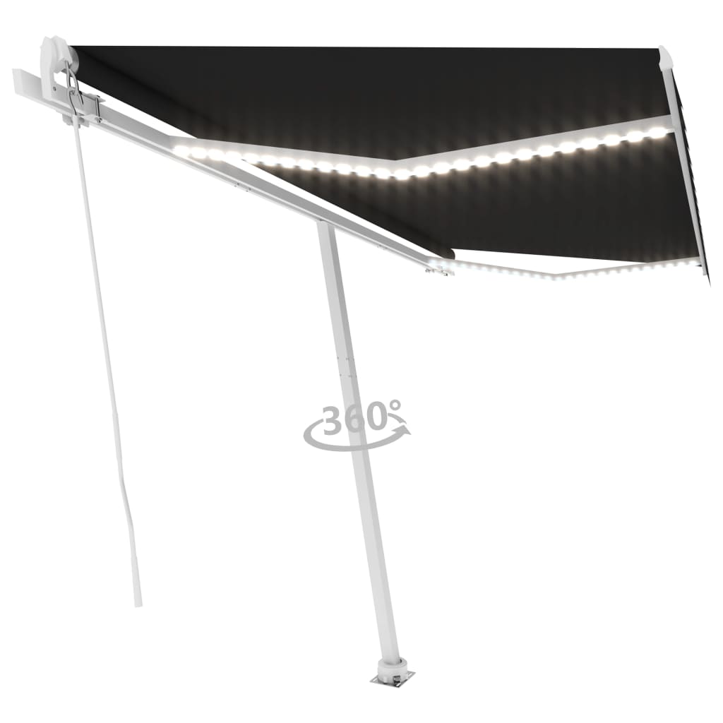 Toldo retrátil manual c/ LED 450x300 cm antracite