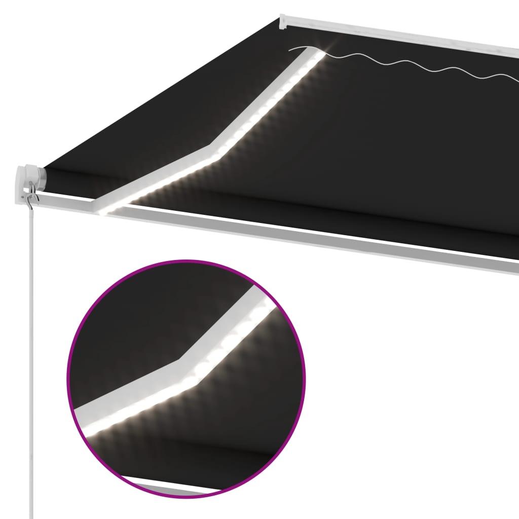 Toldo retrátil manual c/ LED 450x300 cm antracite