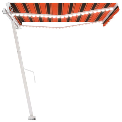 Toldo retrátil manual com LED 450x300 cm laranja e castanho