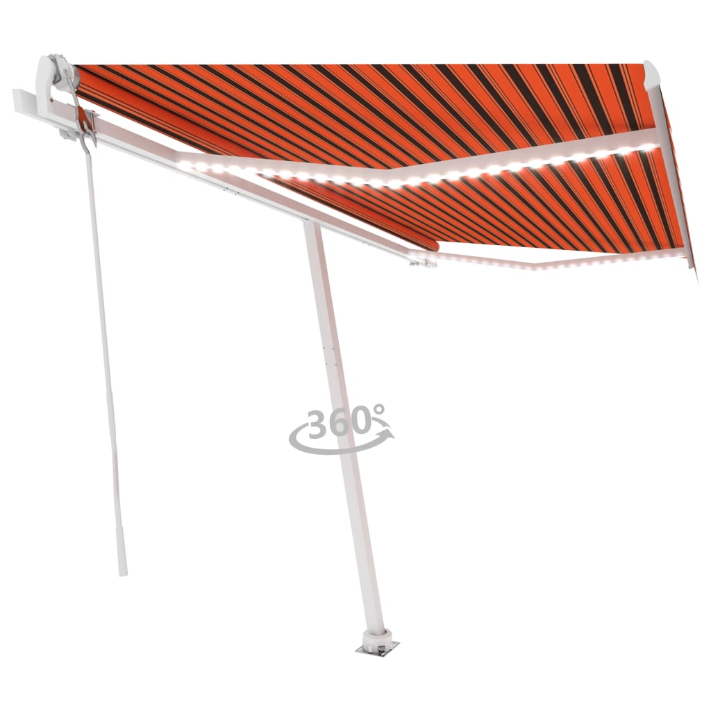 Toldo autom. LED e sensor de vento 450x300 cm laranja/castanho