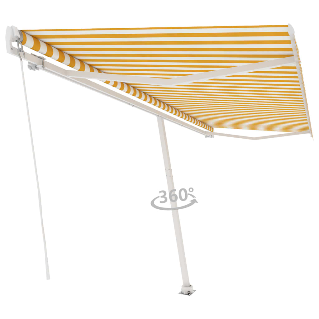 Toldo retrátil manual independente 500x300 cm amarelo e branco