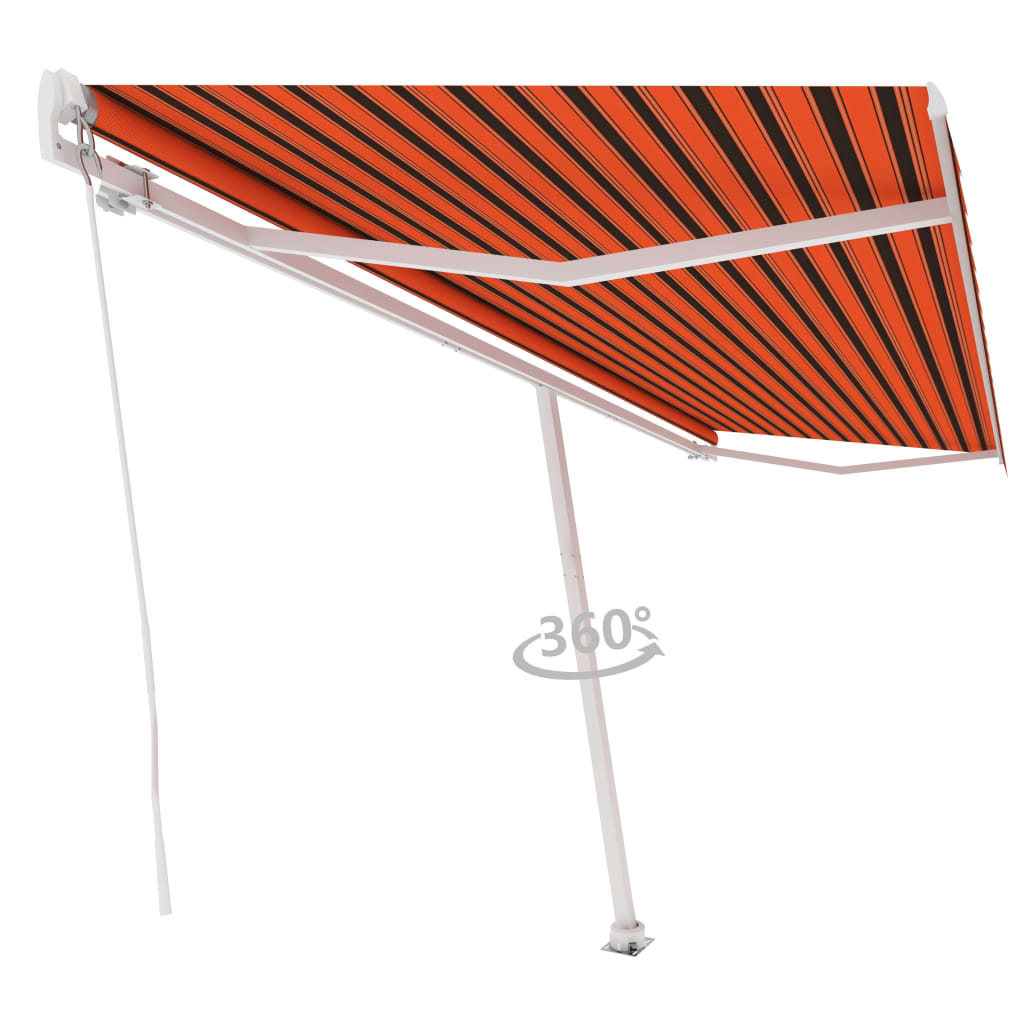 Toldo retrátil manual independente 500x300cm laranja e castanho