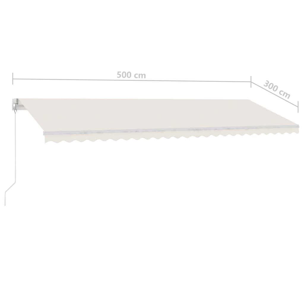 Toldo retrátil manual com LED 500x300 cm cor creme