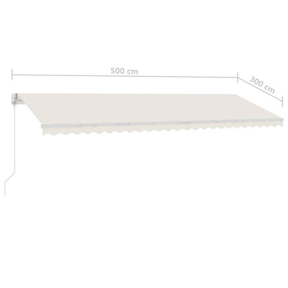 Toldo retrátil manual com LED 500x300 cm cor creme