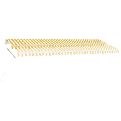 Toldo retrátil manual com LED 500x300 cm amarelo e branco