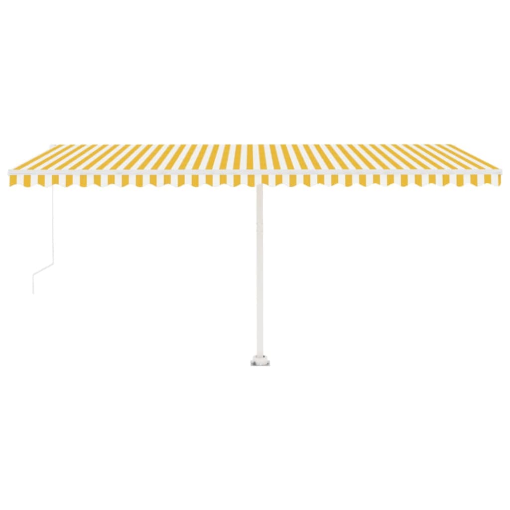 Toldo retrátil manual com LED 500x300 cm amarelo e branco