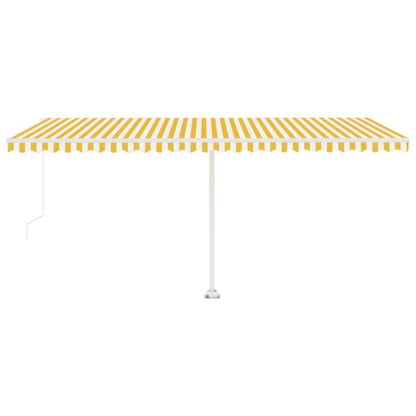 Toldo retrátil manual com LED 500x300 cm amarelo e branco