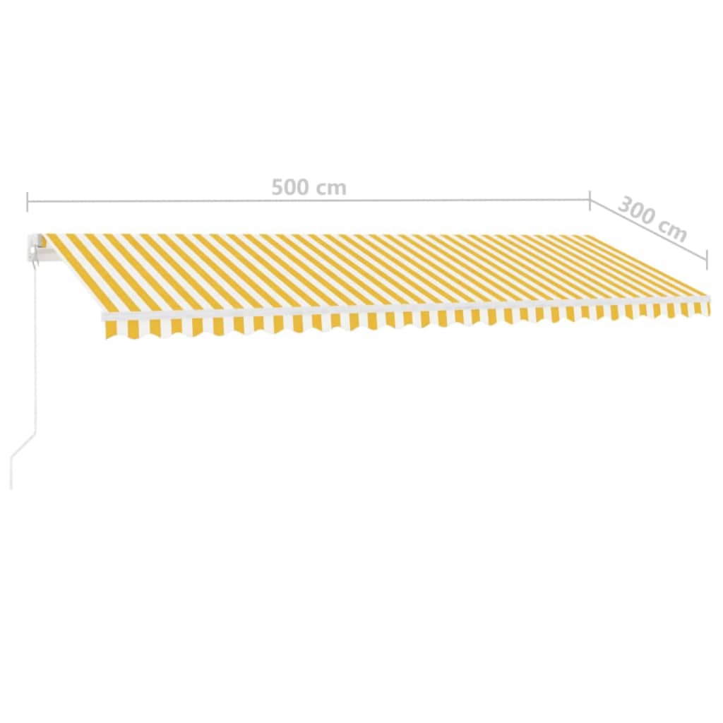 Toldo retrátil manual com LED 500x300 cm amarelo e branco