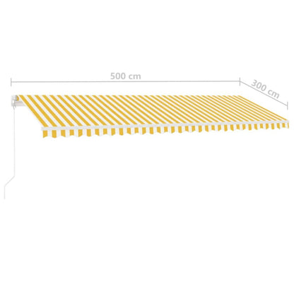 Toldo retrátil manual com LED 500x300 cm amarelo e branco