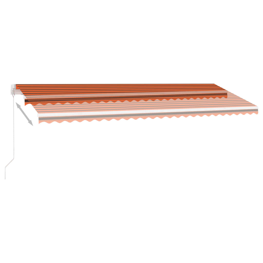 Toldo retrátil manual com LED 500x300 cm laranja e castanho