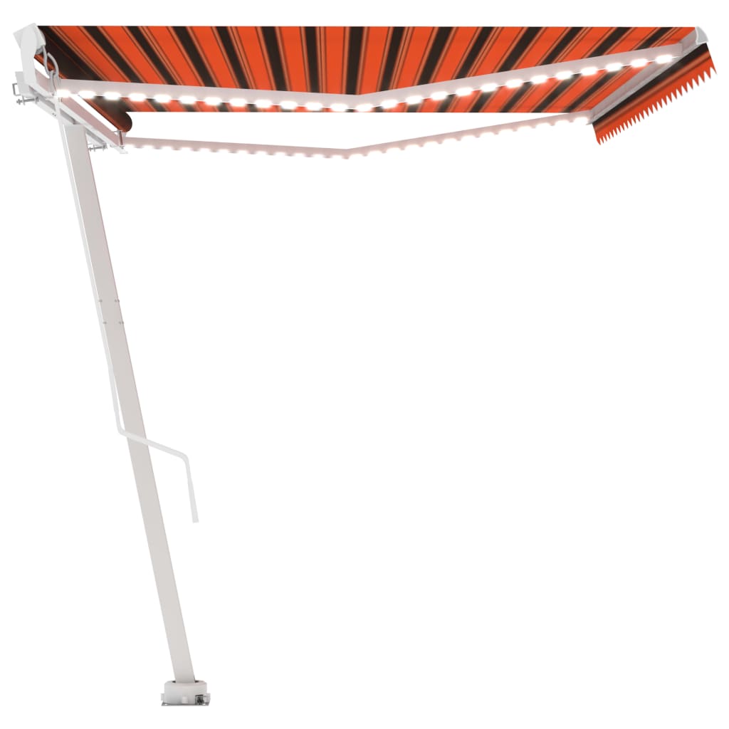 Toldo retrátil manual com LED 500x300 cm laranja e castanho