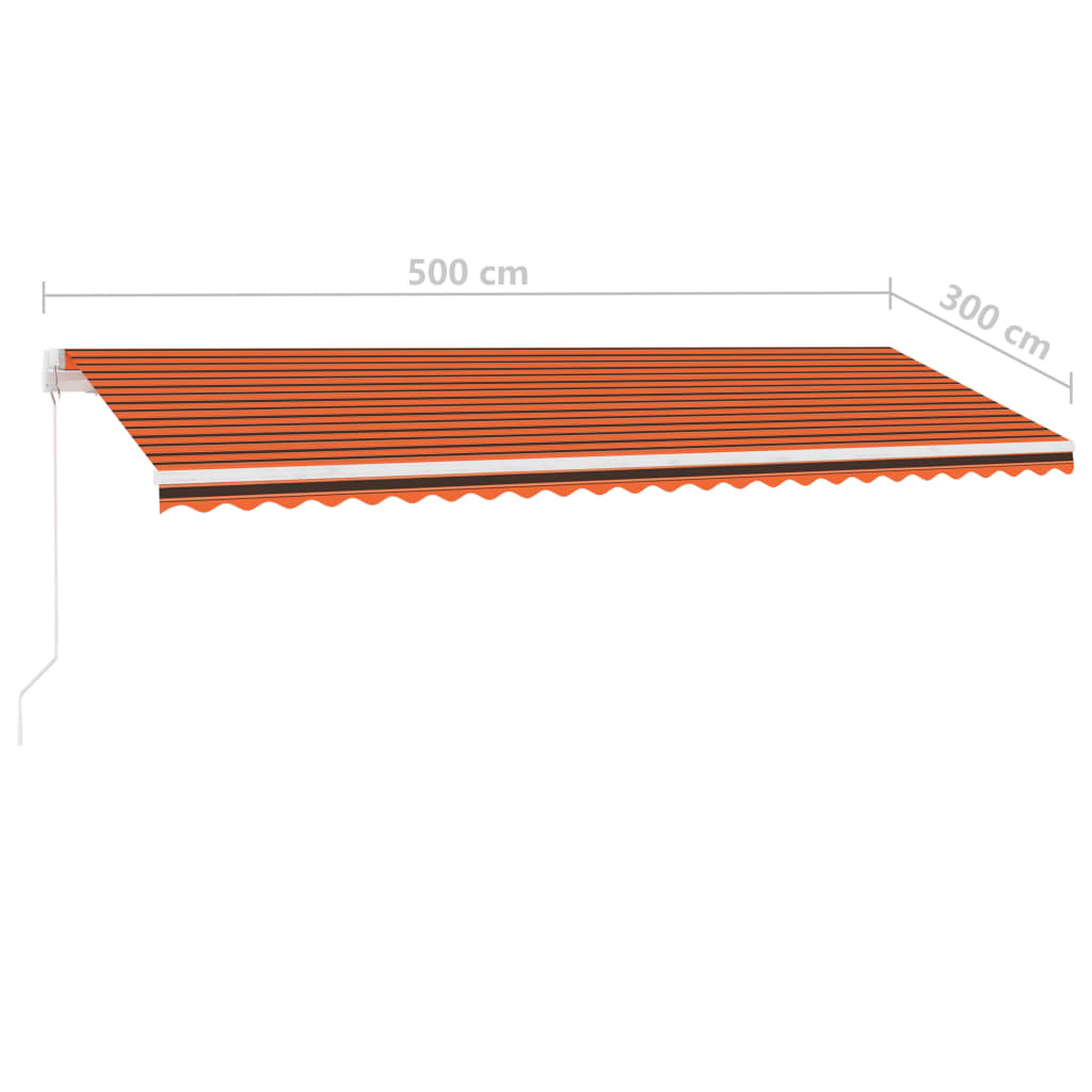 Toldo retrátil manual com LED 500x300 cm laranja e castanho