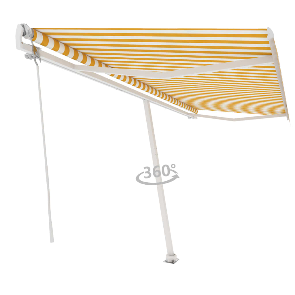 Toldo automático independente 500x300 cm amarelo e branco