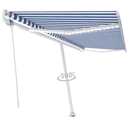 Toldo automático LED e sensor de vento 500x300 cm azul e branco