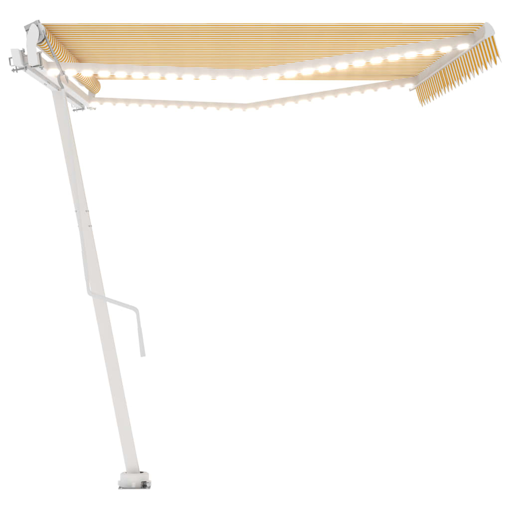 Toldo autom. LED e sensor de vento 500x300 cm amarelo/branco