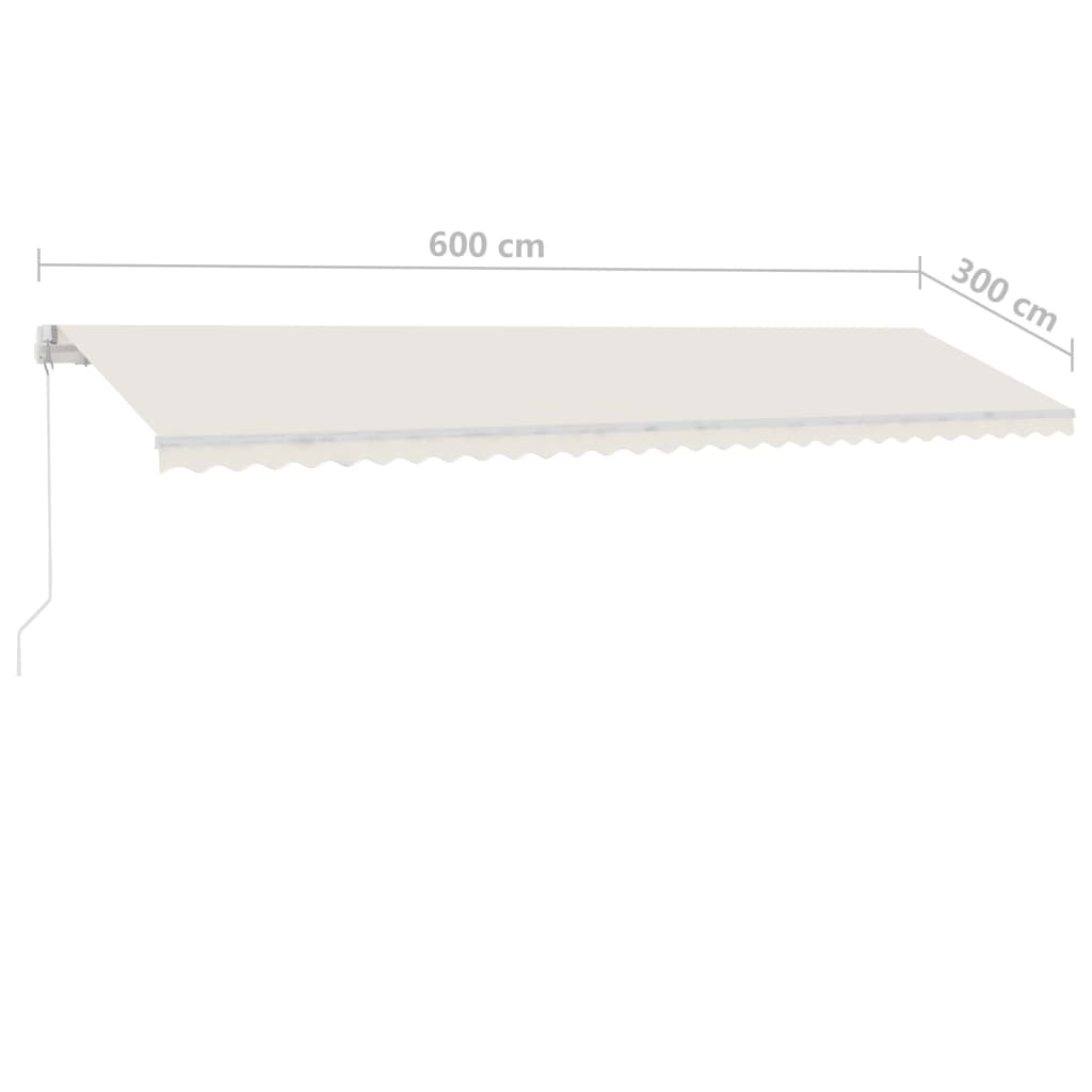 Toldo retrátil manual com LED 600x300 cm cor creme