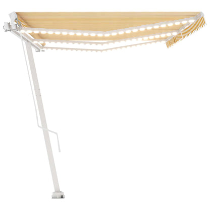 Toldo retrátil manual com LED 600x300 cm amarelo e branco