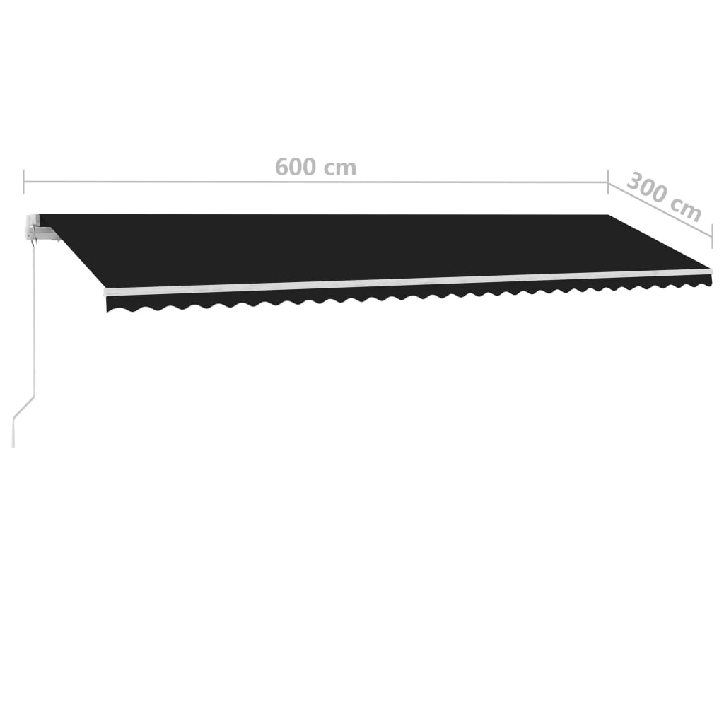 Toldo retrátil manual com LED 600x300 cm antracite