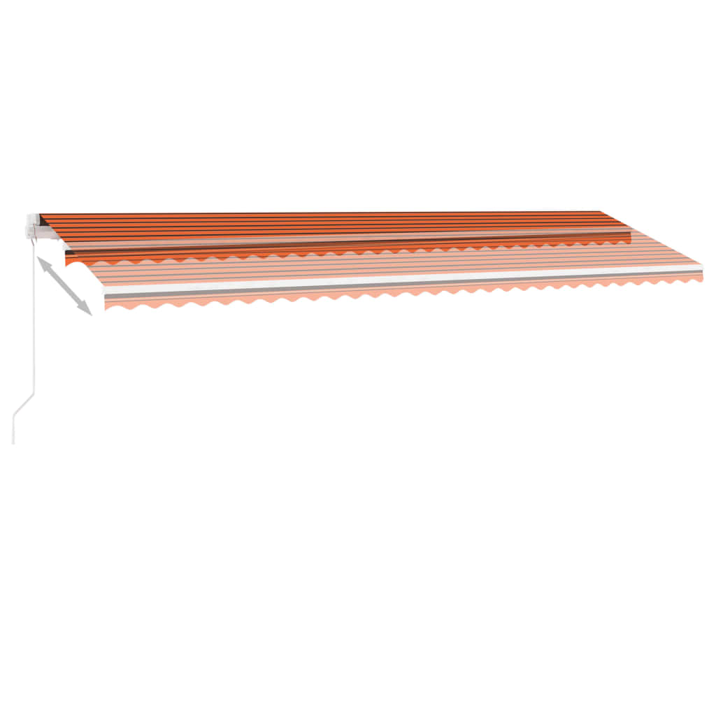 Toldo retrátil manual com LED 600x300 cm laranja e castanho