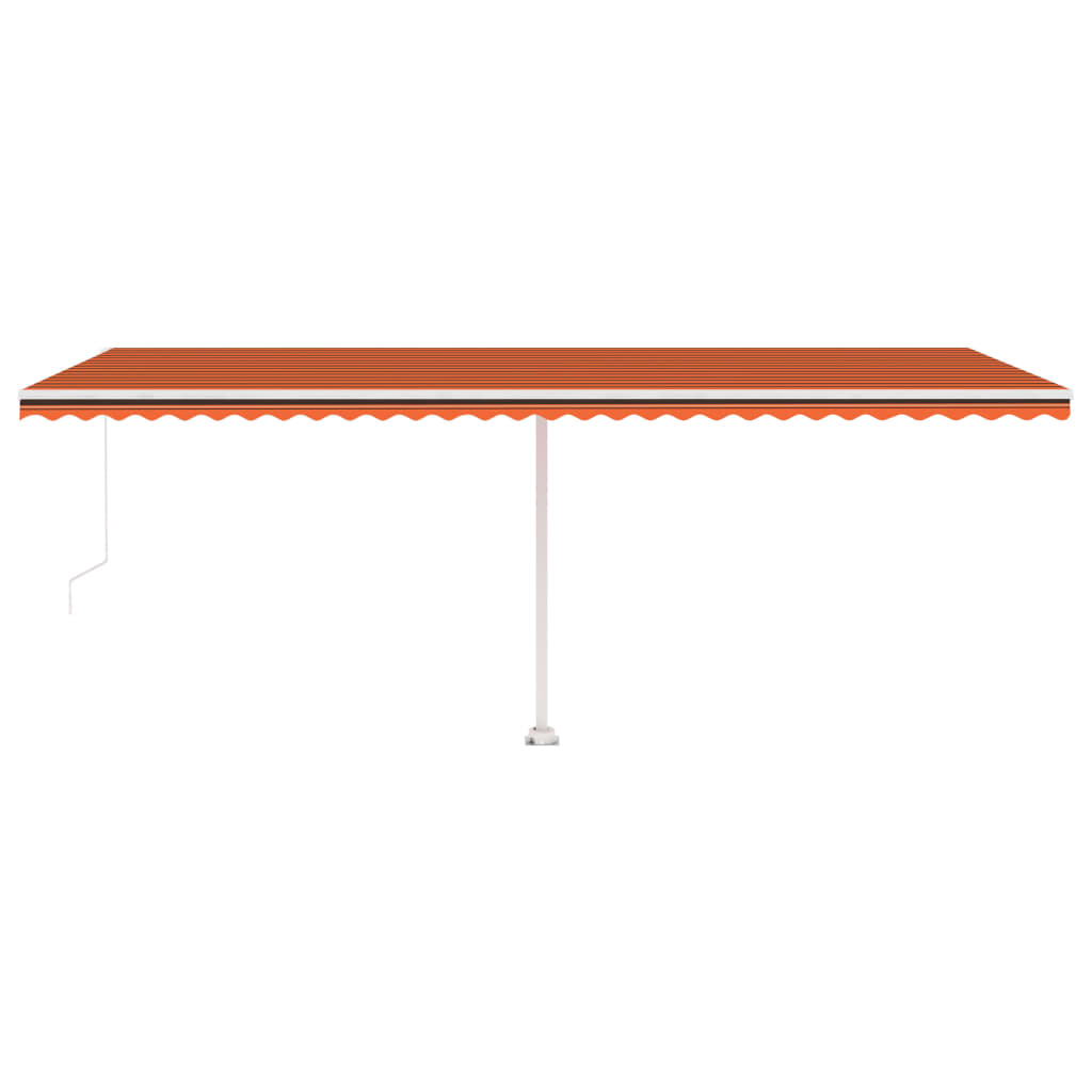 Toldo retrátil manual com LED 600x300 cm laranja e castanho