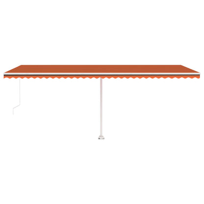 Toldo retrátil manual com LED 600x300 cm laranja e castanho