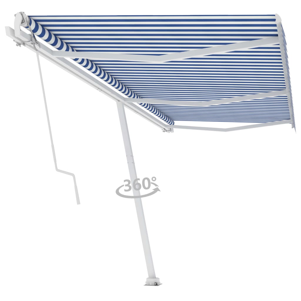 Toldo automático independente 600x300 cm azul e branco