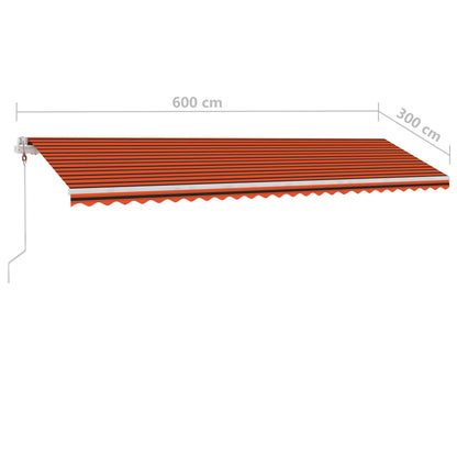 Toldo automático independente 600x300 cm laranja e castanho