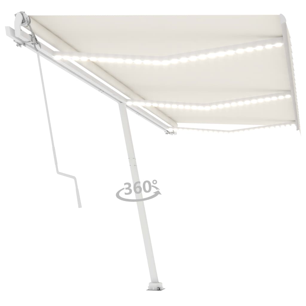 Toldo automático com LED e sensor de vento 600x300 cm cor creme