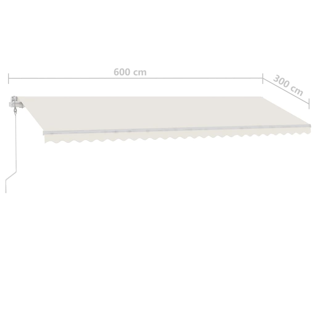 Toldo automático com LED e sensor de vento 600x300 cm cor creme