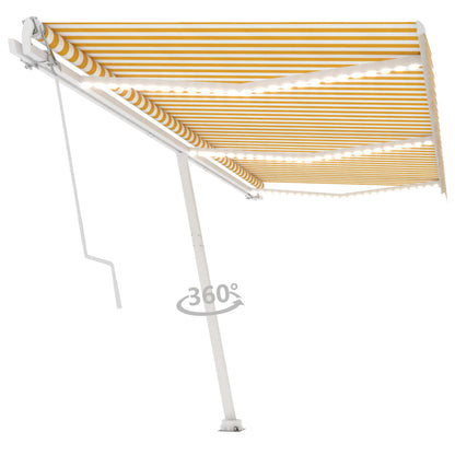 Toldo automático LED e sensor de vento 600x300cm amarelo/branco