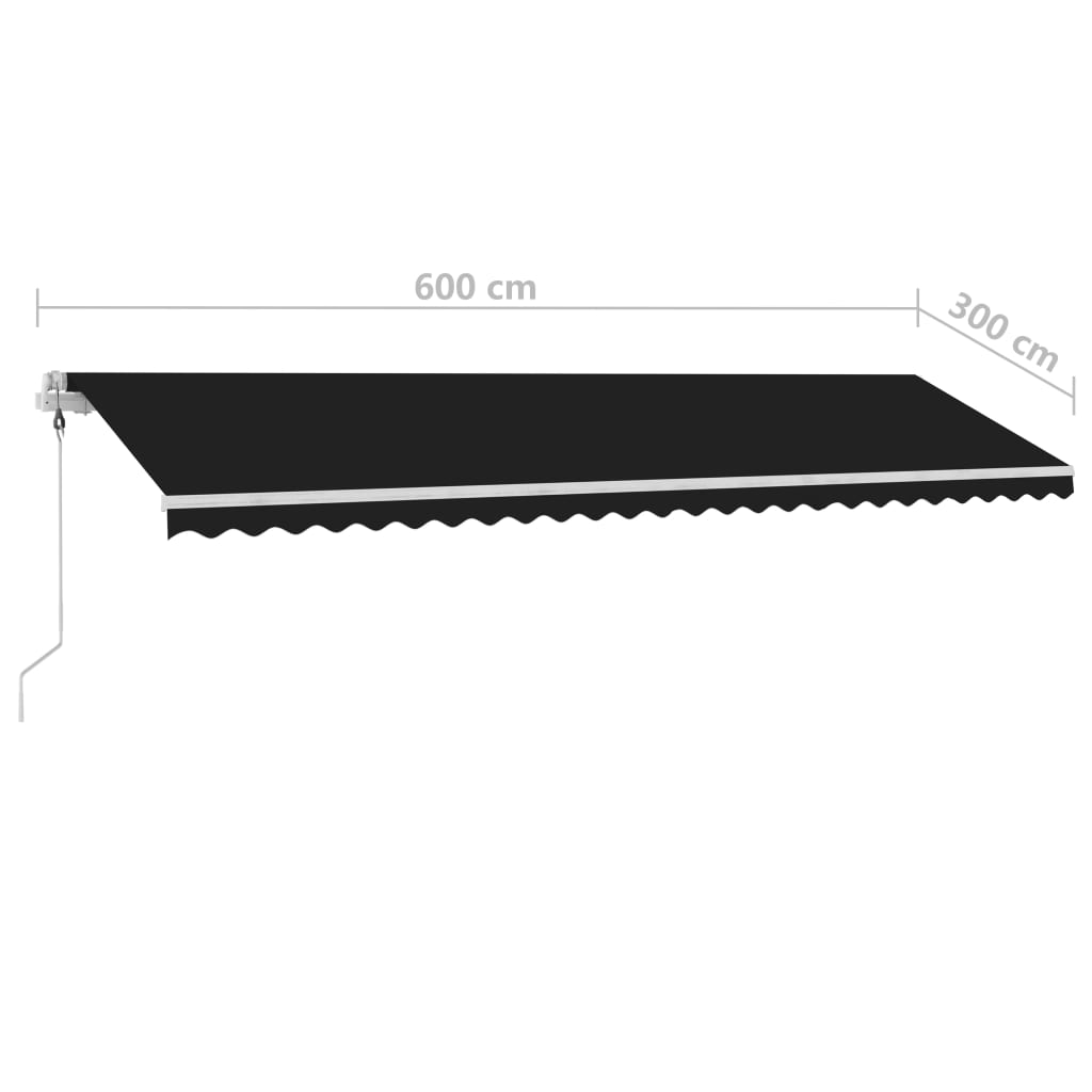 Toldo automático com LED e sensor de vento 600x300 cm antracite