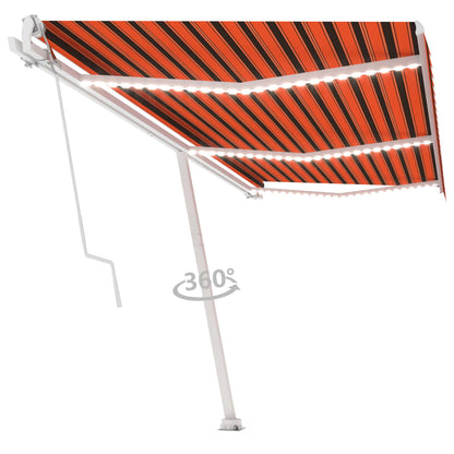 Toldo autom. LED e sensor de vento 600x300 cm laranja/castanho