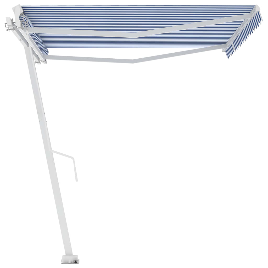 Toldo retrátil manual independente 400x350 cm azul e branco