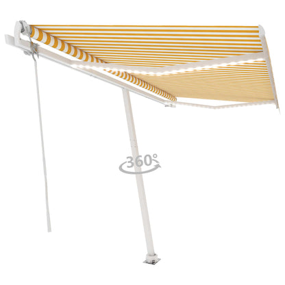 Toldo automático LED e sensor de vento 400x350cm amarelo/branco