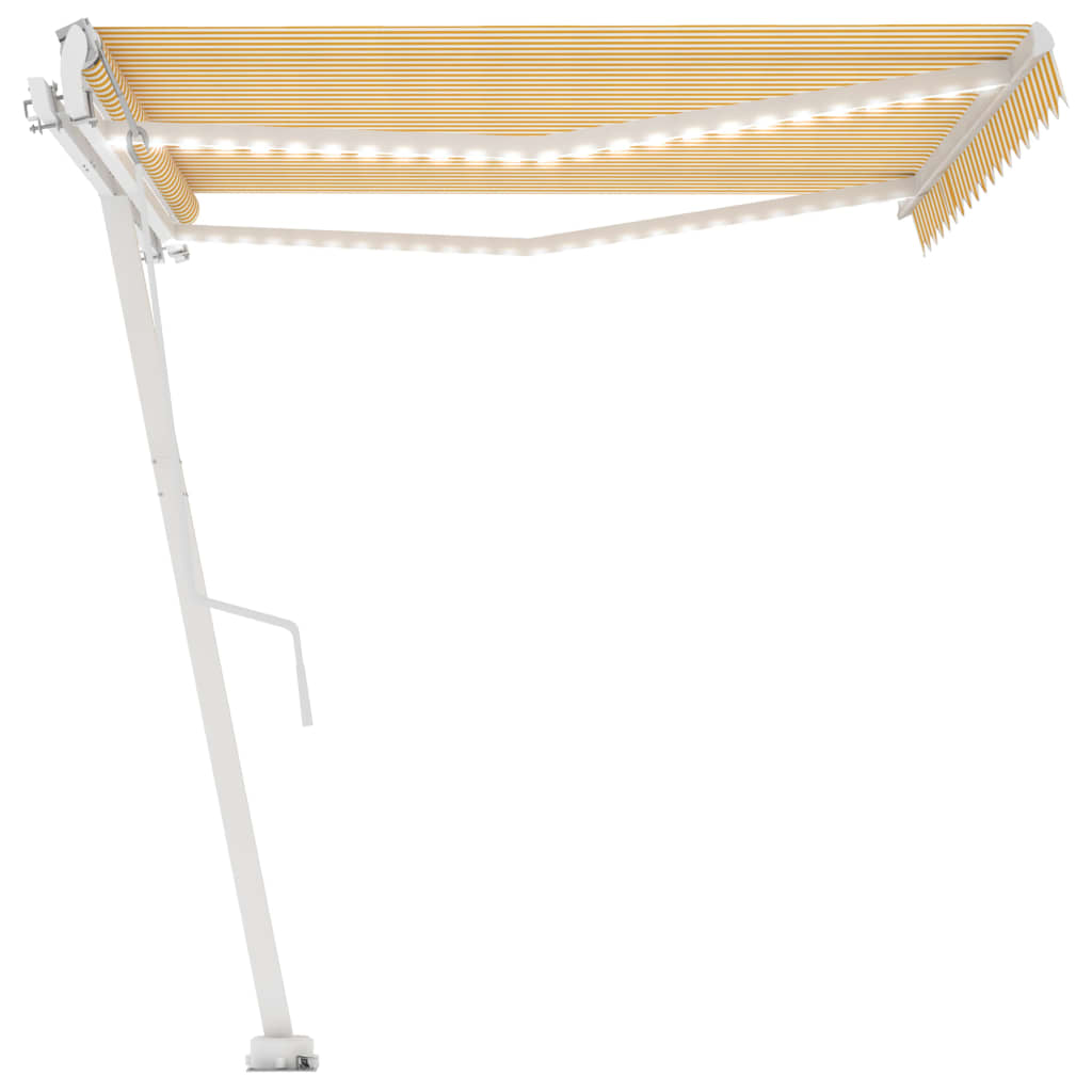 Toldo automático LED e sensor de vento 400x350cm amarelo/branco