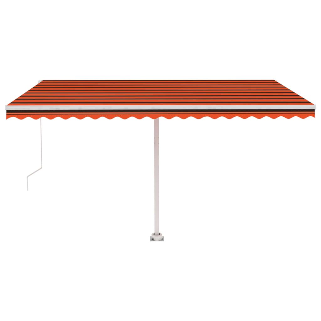 Toldo retrátil manual independente 450x350cm laranja e castanho