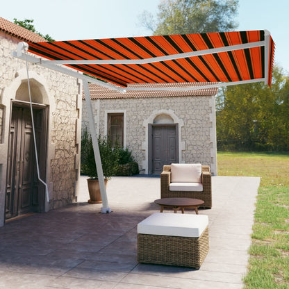 Toldo retrátil manual independente 450x350cm laranja e castanho