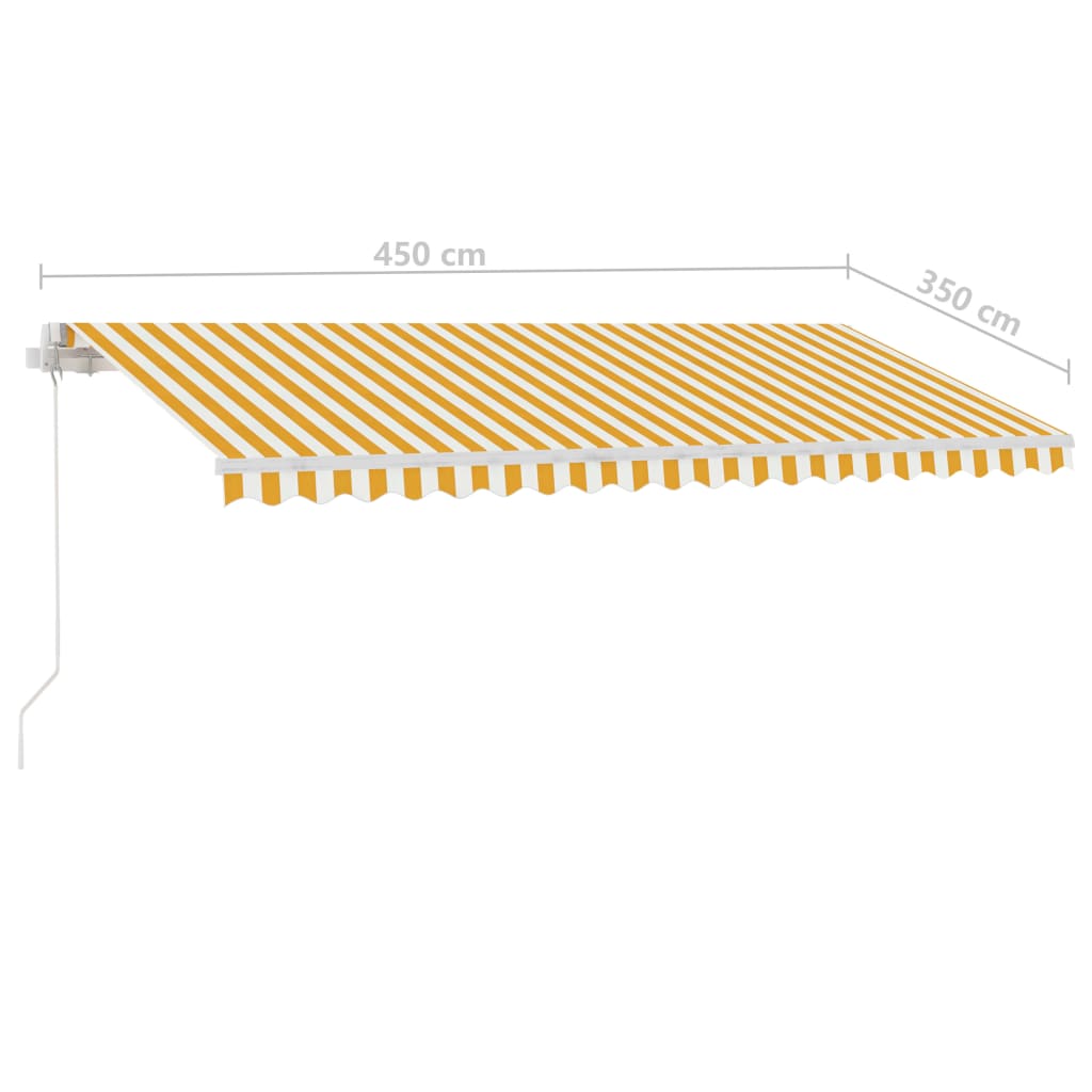 Toldo retrátil manual com LED 450x350 cm amarelo e branco