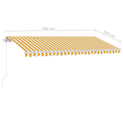 Toldo retrátil manual com LED 450x350 cm amarelo e branco