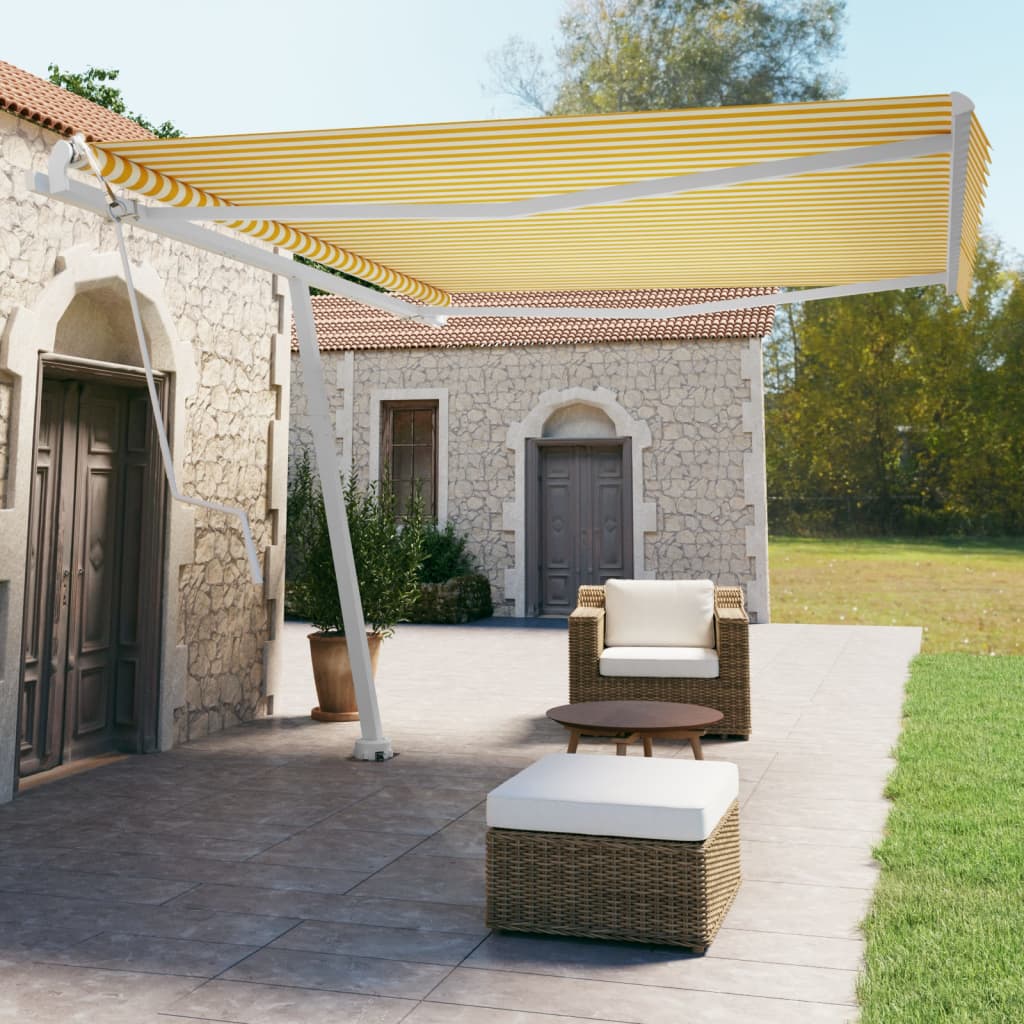 Toldo automático independente 450x350 cm amarelo e branco