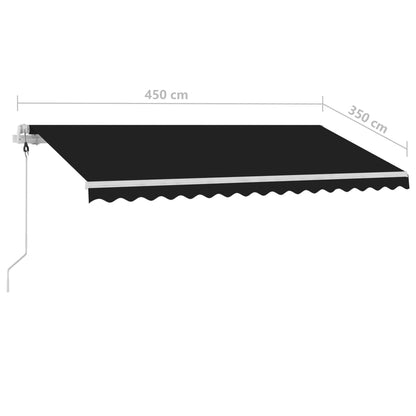 Toldo automático com LED e sensor de vento 450x350 cm antracite