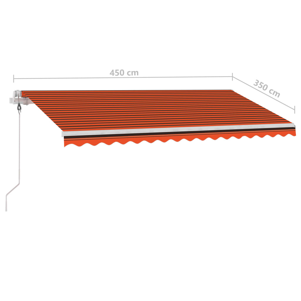 Toldo autom. LED e sensor de vento 450x350 cm laranja/castanho